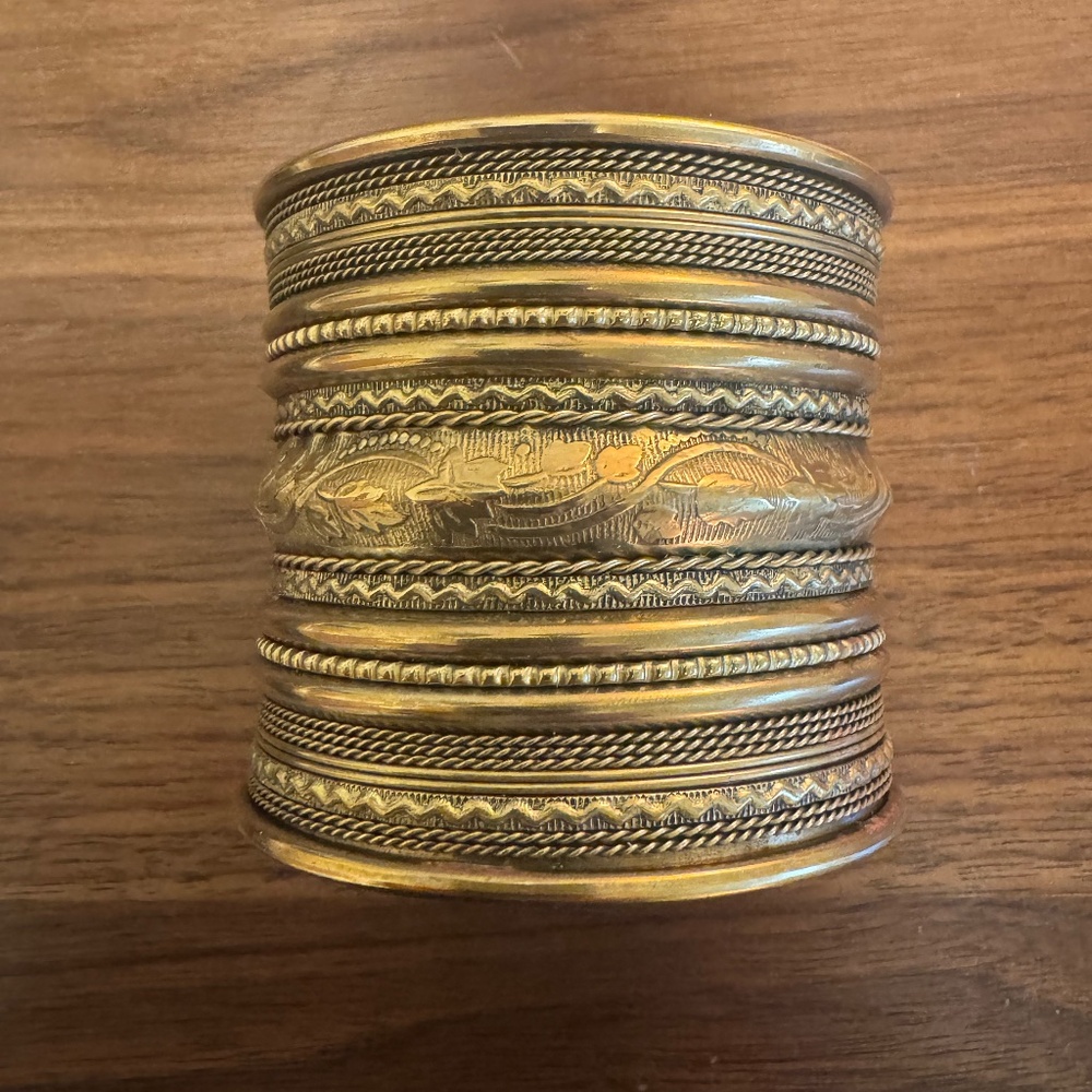 Tribal brass cuff bracelet